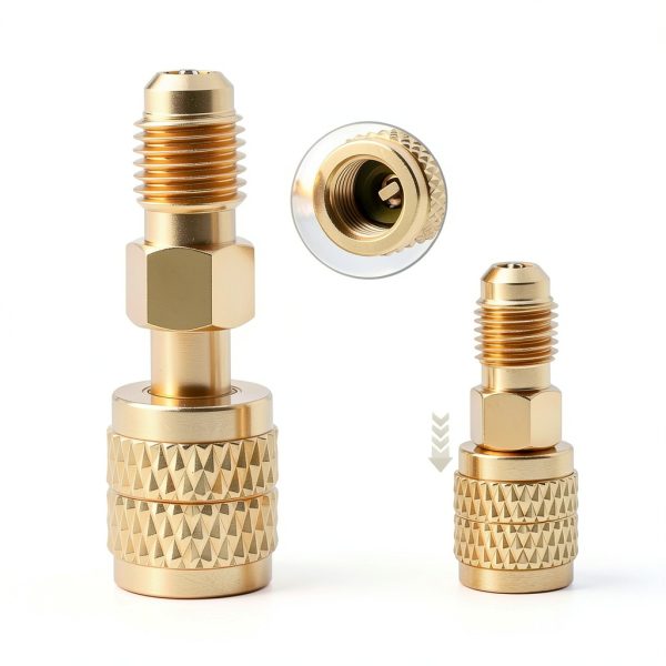 R32 R454B Brass Adapter by Fampery Gold 1/4in-1