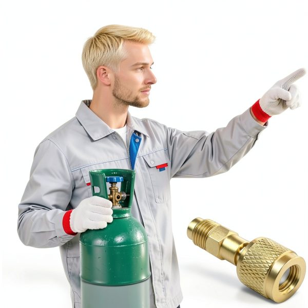 A2L Refrigerant Adapter SKTMH Brass 1/4" HVAC-4