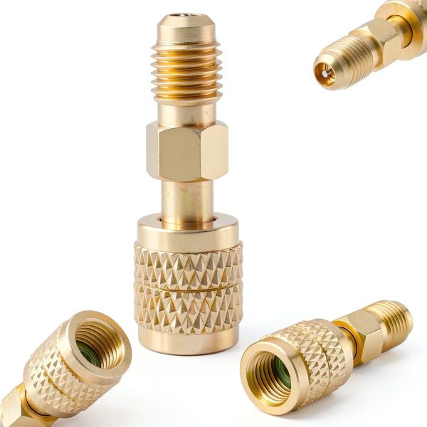 R32 R454B Brass Adapter by Fampery Gold 1/4in-0