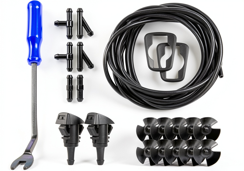 SamWinGear washer hose kit installed on a Dodge Grand Caravan under the hood