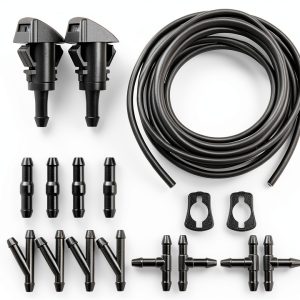 Windshield Washer Hose Kit Bcautay 5M Black Rubber Hose Connectors-0