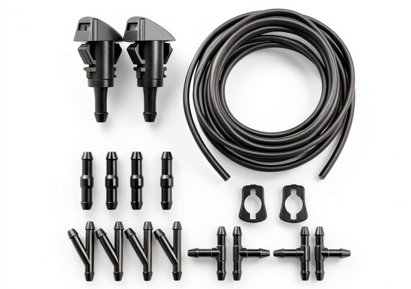Windshield Washer Hose Kit Bcautay 5M Black Rubber Hose Connectors-0