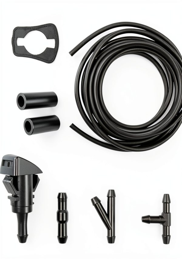 Windshield Washer Hose Kit Bcautay 5M Black Rubber Hose Connectors-1