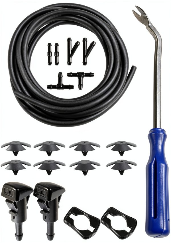 UBOG Windshield Washer Hose Kit 13ft Black Rubber Flexible Replacement-0
