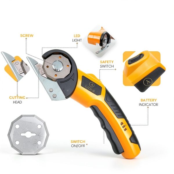Cardboard Box Cutter Tool, Cordless Electric Scissors for Fabric, Box Cutter Electric 4V with Case, Extra Blade, Art Knife, Carving Knife for Carpet, Plastic, and Craft Projects-2