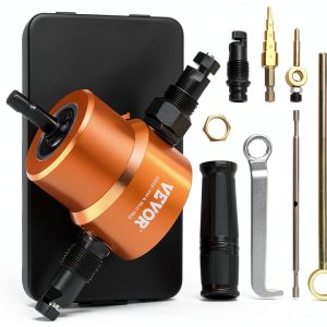 VEVOR Double Head Sheet Metal Nibbler Cutter, 360 Degree Metal Nibbler Drill Attachment with Extra Punch and Die, Cutting Hole Accessory and Step Drill Bit, for Straight Curve and Circle Cutting-0