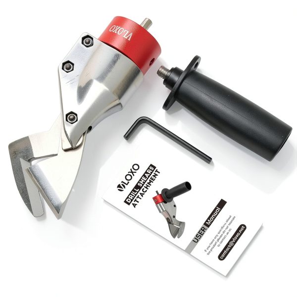 VLOXO Sheet Metal Cutter Drill Attachment Compatible with Multiple Models of Electric Drill, Heavy Metal Cutter for Cutting Iron and Aluminum The Drill Shear Attachment with 360 Degree Pivoting Handle-8