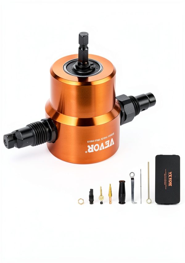 VEVOR Double Head Sheet Metal Nibbler Cutter, 360 Degree Metal Nibbler Drill Attachment with Extra Punch and Die, Cutting Hole Accessory and Step Drill Bit, for Straight Curve and Circle Cutting-6